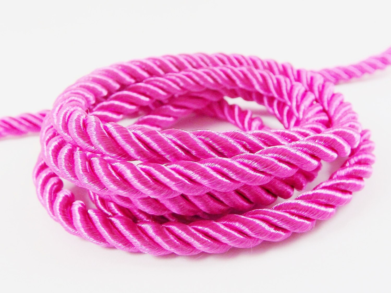 fuchsia hot pink 5mm twisted rayon satin rope silk braid cord fuchsia hot pink 5mm twisted rayon satin rope silk braid cord