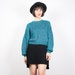 Vintage Teal Green Sweater Crop Sweater 1990s 90s Sweater Cropped Jumper Metallic Knit Pullover Fuzzy Monster Sweater Grunge Fluffy M Medium