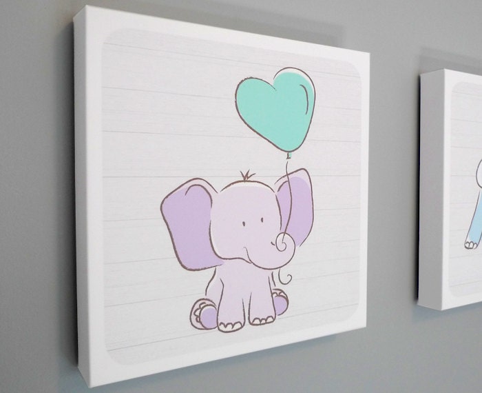 Nursery Art Canvas Animal Art Baby Decor Baby by HappyHippoArts