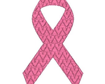 Pink Heart-Filled Embossed Cancer Ribbon Embroidery Machine Embroidery Design / breast cancer embroidery design / cancer ribbon / pink white