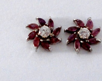Vintage Genuine Ruby Earring Jackets 925 Silver Sterling 14 Kt Yellow ...