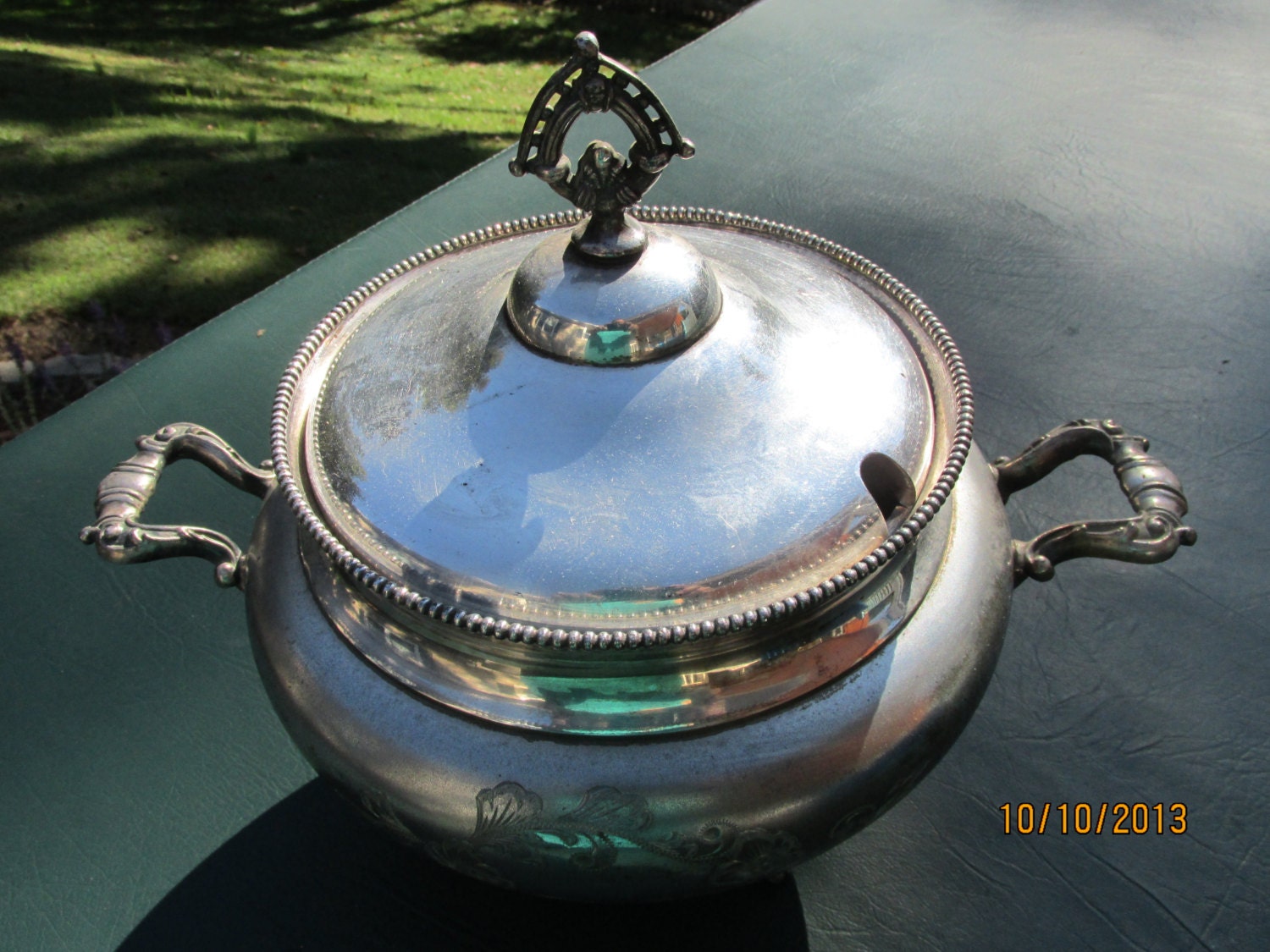 Ornate Floral Footed Soup Tureen Victorian Serving Large Serving Bowl Entertaining