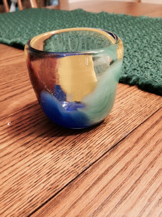 Hand blown votive glass candle holder