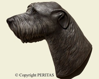 Hand painted Irish Wolfhound sighthound dog PERITAS wall sculpture statue fine art relief