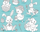80% OFF SALE easter friends, easter bunny stamps commercial use, vector graphics, digital clip art, digital images - DS643 Il_170x135