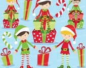 80% OFF SALE Christmas Elves boys clipart commercial use, vector graphics, digital clip art, digital images - CL599 Il_170x135