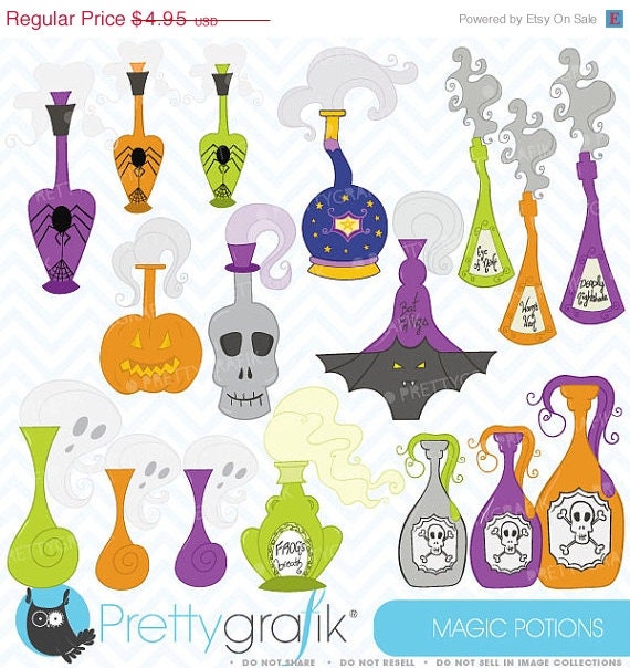 80% OFF SALE Halloween potions clipart commercial use, vector graphics, digital clip art, digital images - CL390 Il_570xn