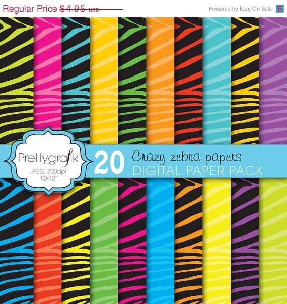 80% OFF SALE zebra print digital paper, commercial use, scrapbook papers, background - PS617 Il_570xn