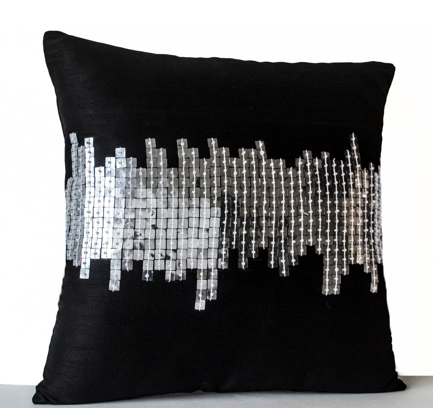 Black Silk Pillows Black Silver Pillows Decorative Throw