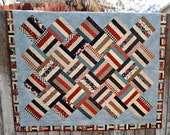 Americana Quilt- American Theme Bedroom- Standard Quilt- Red White and Blue Bedspread- Patriotic Quilt- Primitive Quilt- 68" X 82" Americana Quilt- American Theme Bedroom- Standard Quilt- Red White and Blue Bedspread- Patriotic Quilt- Primitive Quilt- 68" X 82"