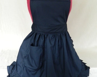 Retro Vintage 50s Style Full Apron / Pinny - Black
