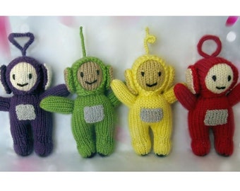 Teletubbies. Knitted dolls. Soft toys. Warning: solid antennas, not for small...