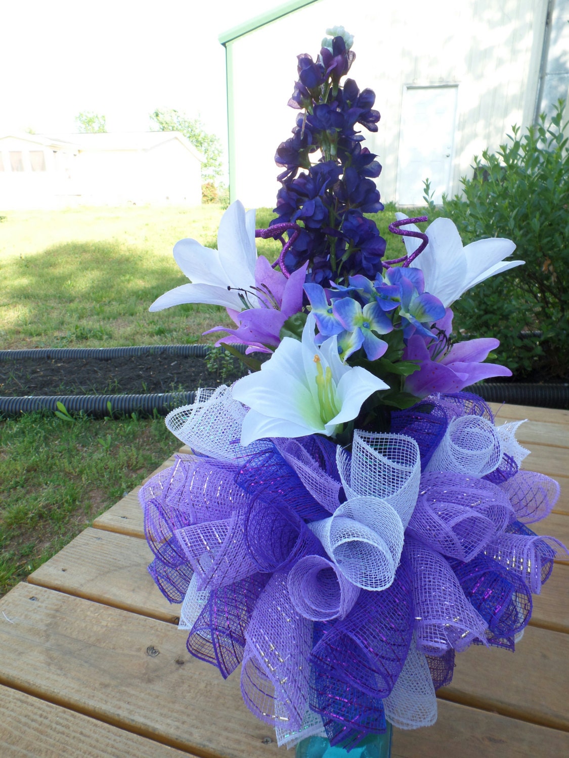 Deco Mesh 8 inch Memorial Vase Insert Cemetery Arrangements