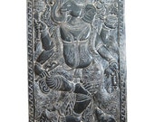 Indian Inspired Dancing Ganesha Hand Craved Door Panel 72 X 36 Inches