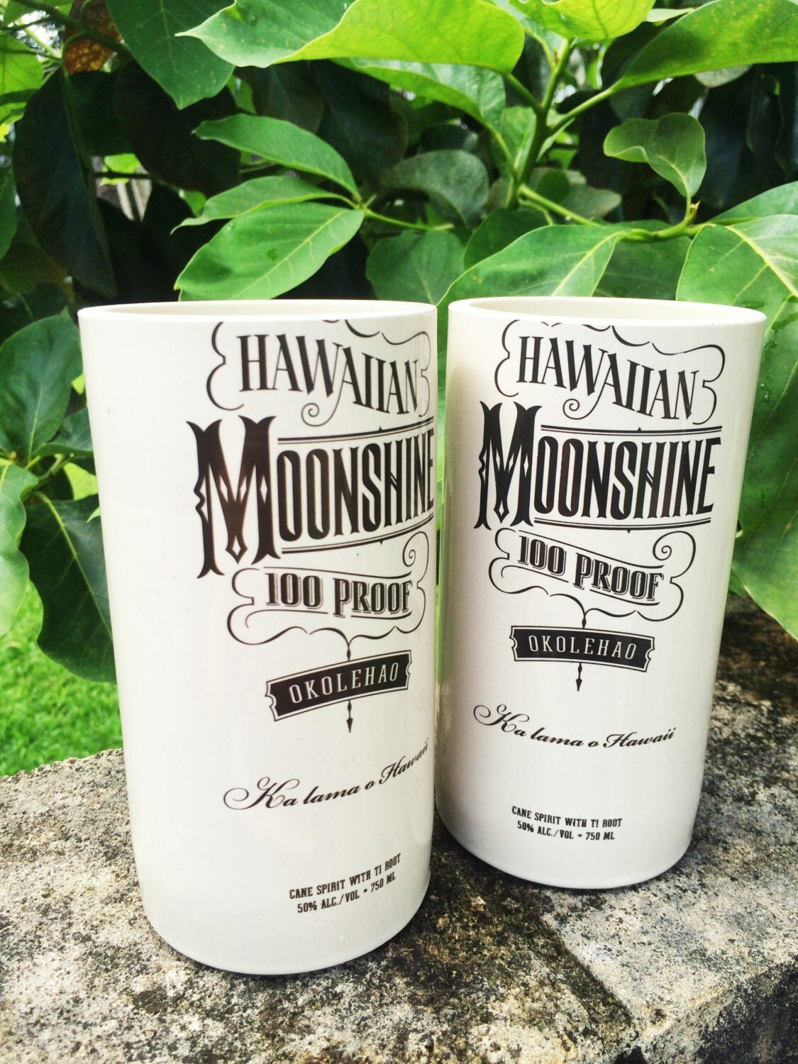 Hawaiian moonshine glass set of 2 by cupcycleglassworks on etsy