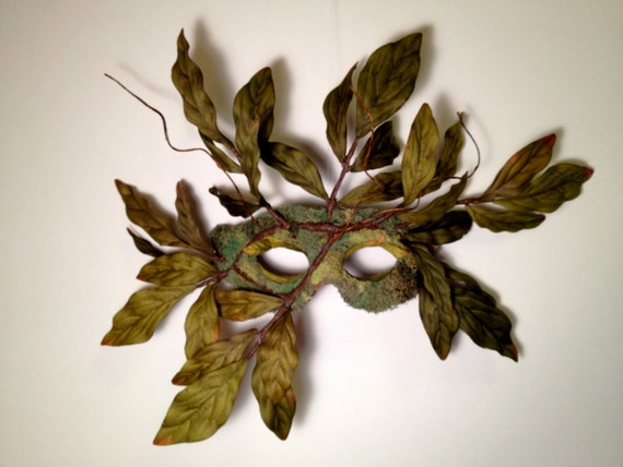 SALE Nature Spirit Tree Mask Wearable Wall Art Green Man