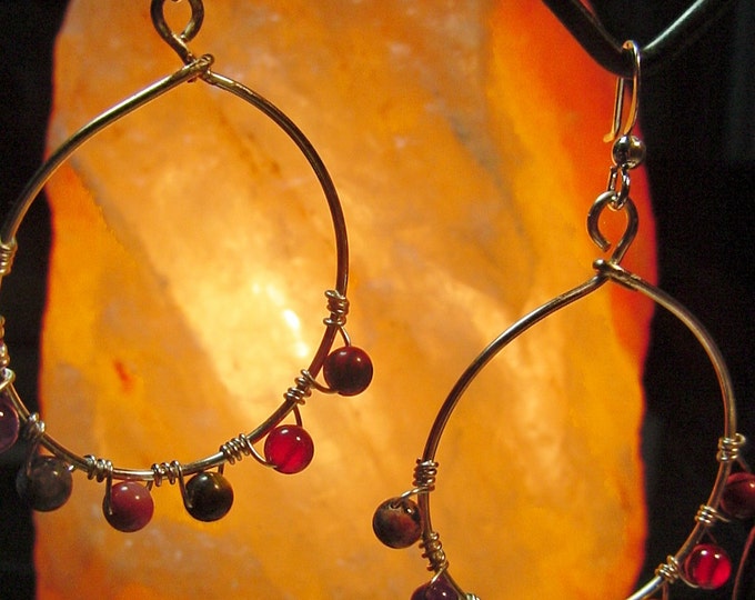 Om 7 Chakra Hoop Earrings - Gemstones, Balance, Harmonize Energy Centers, with or without Om CharmReiki Jewelry, Yoga,