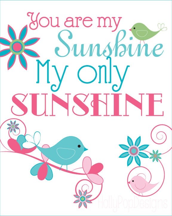 Baby Girl Nursery Decor You are My Sunshine Wall Art Trio
