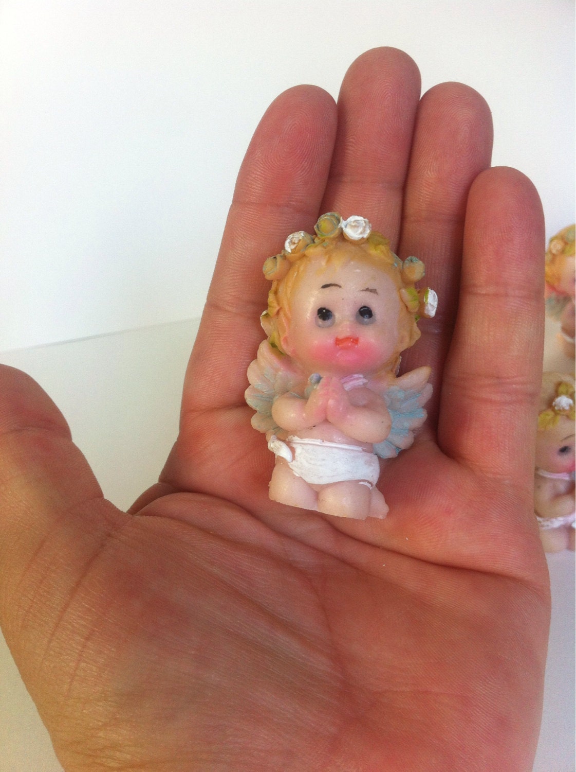 1 Miniature baby angel figurine/ baptism by ValentinasTreasuries