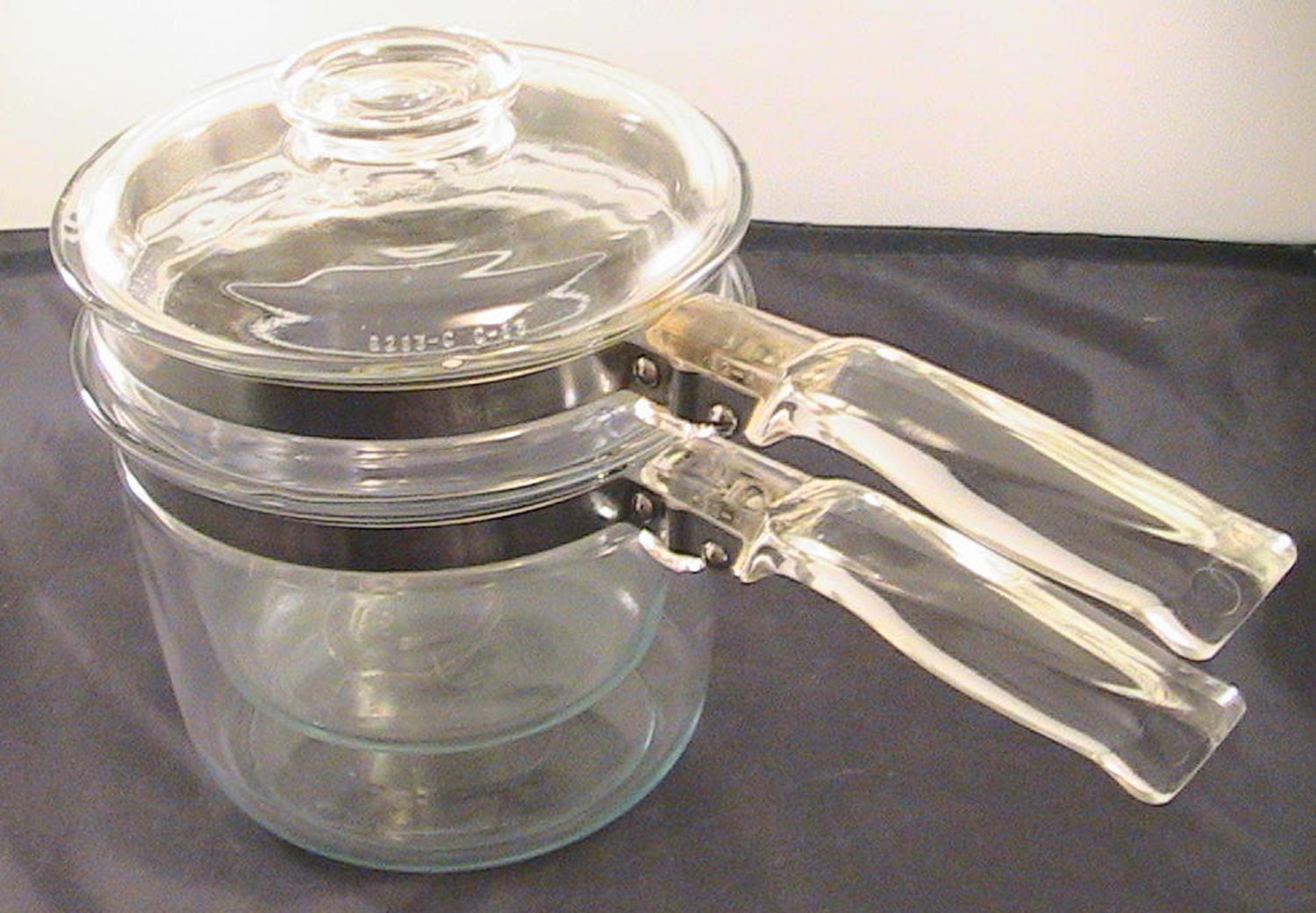 Vintage Pyrex Flameware double boiler with lid 6283U/6283L