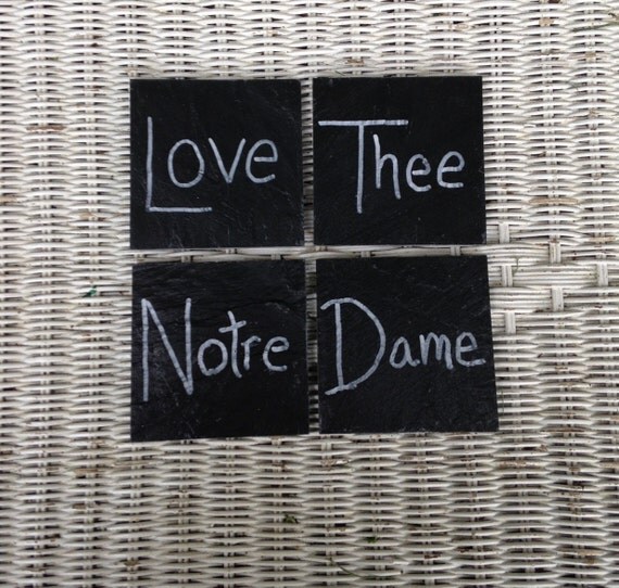 Items similar to slate Love Thee Notre Dame chalk coasters Irish set of
