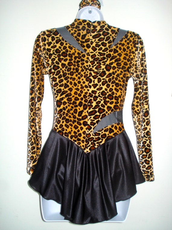 Figure Skating Dress Leopard Print Velvet w/ScratchedLook