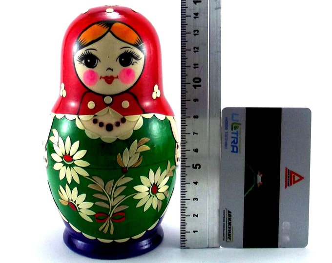 Nesting Dolls 8 pcs Russian matryoshka Babushka doll for kids set Wooden stacking authentic genuine toys Birthday gift for mom Inlaid