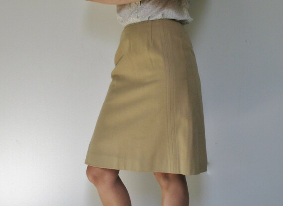 70s Vintage Pendleton Tan Wool A-Line Skirt by MadDogInTheAttic