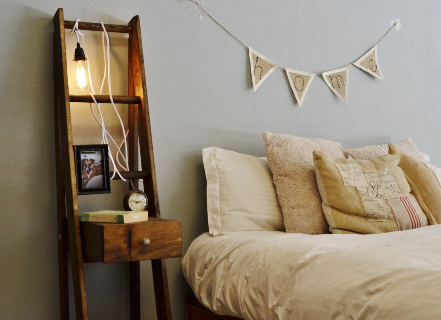 Ladder Nightstand with Drawer