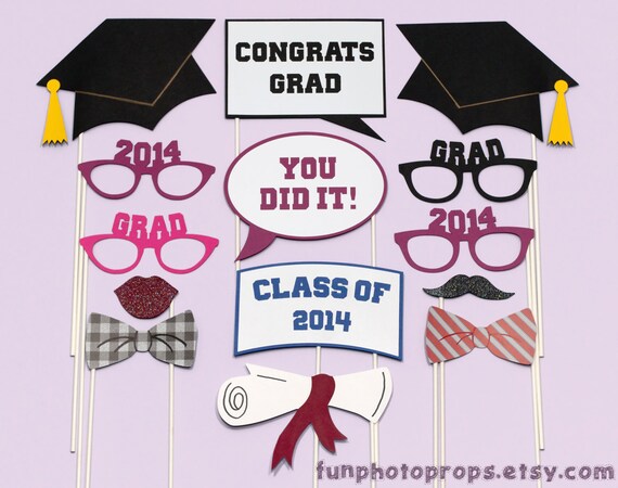 Photo Booth Prop Set- 14 Piece Graduation Photo Booth Prop Set - Photobooth Props Il_570xn