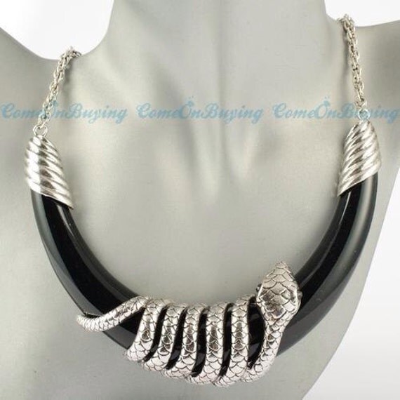 Black & Silver Snake Choker Necklace