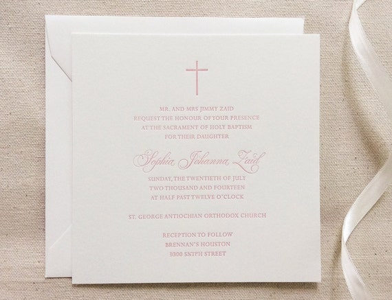 Letterpress Christening Invitations 3