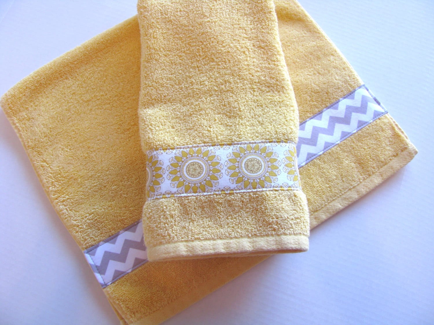 Custom Towels For The Grey And Yellow Bathroom Hand Towels