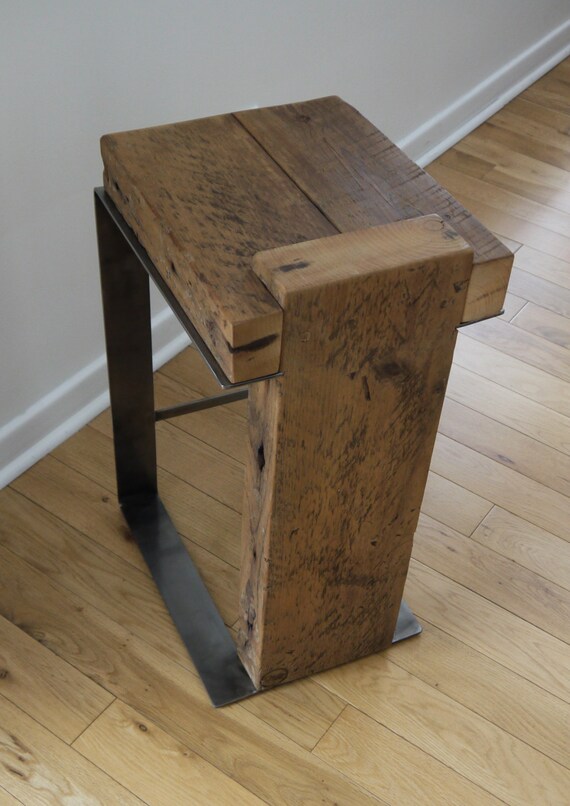 Reclaimed Wood Bar Stool. Handmade Modern Rustic by TicinoDesign