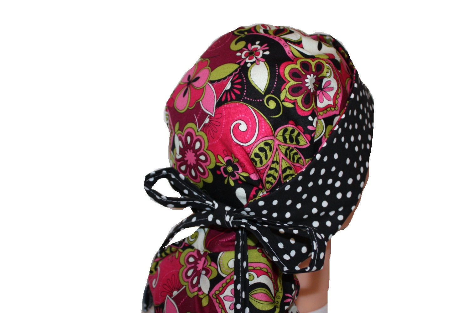 Surgical Scrub Hat Scrub Cap Tie Back Front Fold Ponytail