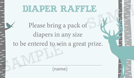 Deer Woodland Baby Shower Diaper Raffle Tickets - Printable File Il_570xn