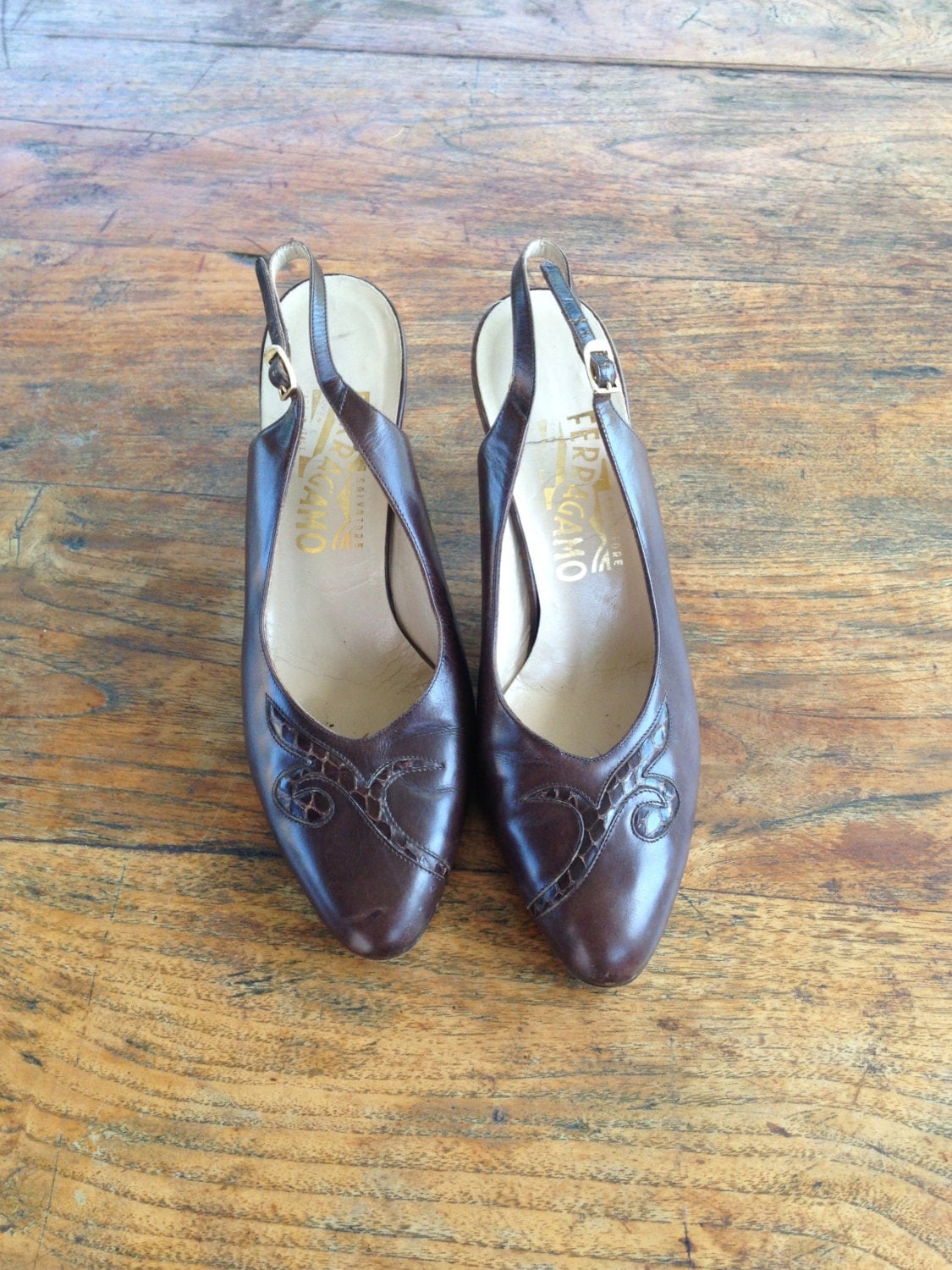 snake skin sling backs