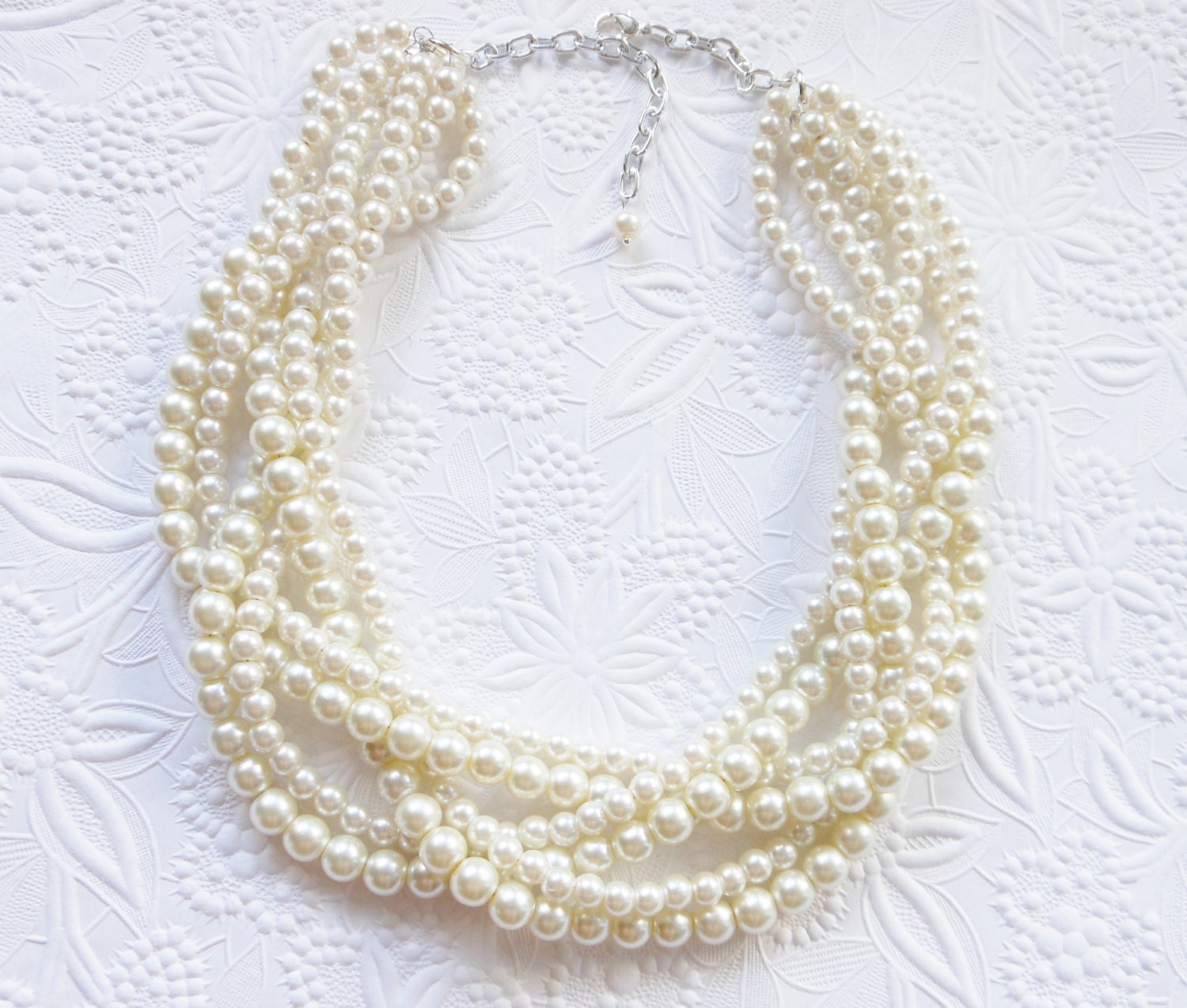 Pearl Statement Necklace Chunky Pearl Necklace Ivory Pearl