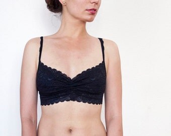 Black Lace Bralette . Lace Bralette, Bralette Top. lace Bralette Top. Soft Wireless Bra top. Unique Lingerie