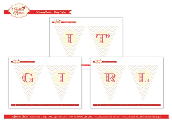 Stork themed Baby Shower. It's a Girl. Printable Banner Il_570xn