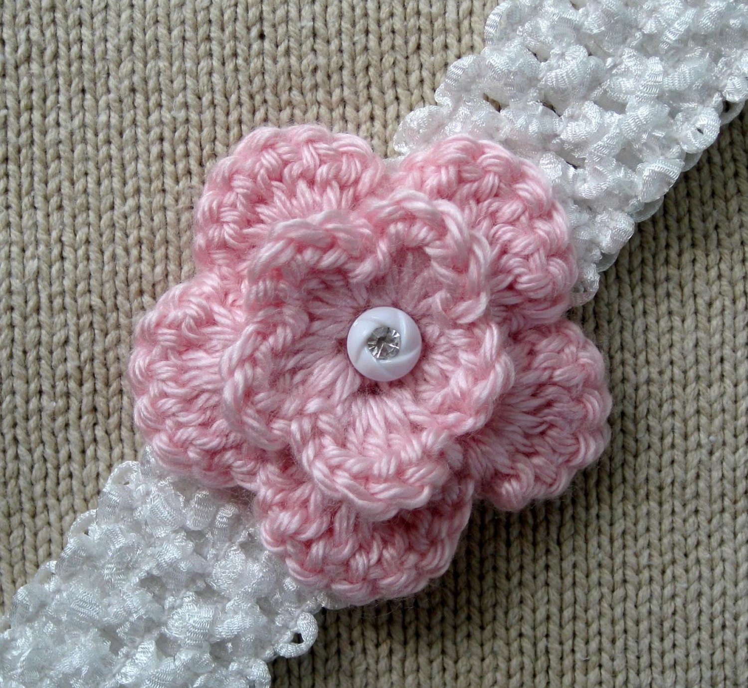 Baby girl headband crochet flower headbands by BlossomsByJuneLynn