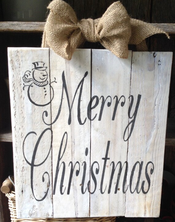 Items similar to Merry Christmas, Snowman, Pallet Sign, Wooden Signs, Christmas Sign, Shabby