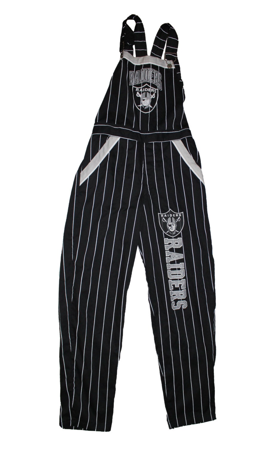Raiders Overalls Black and White Pinstripe Ghetto Goth