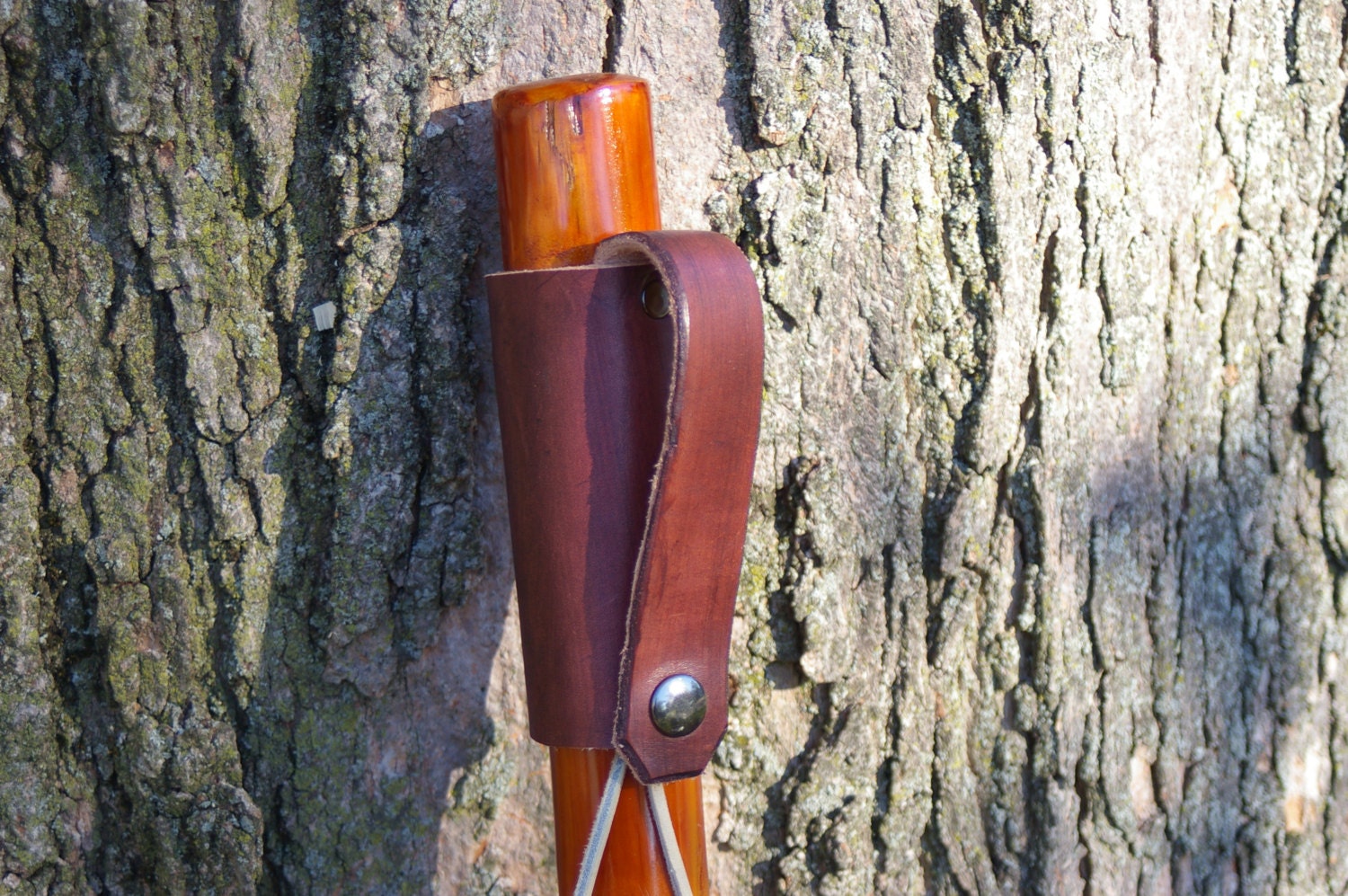 Hiking Stick with Leather Grip and Finger Strap