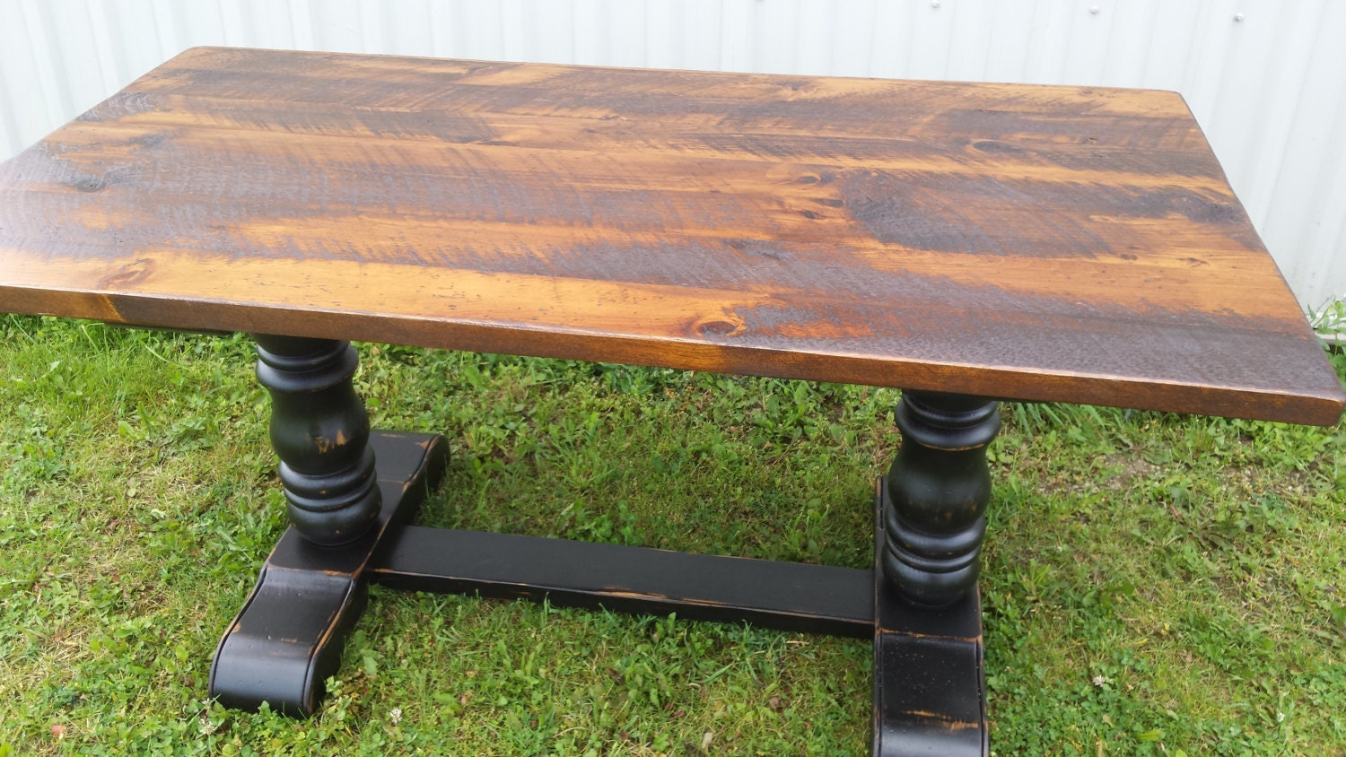 Rough Lumber Trestle Table / Cottage Dining Table / Rustic