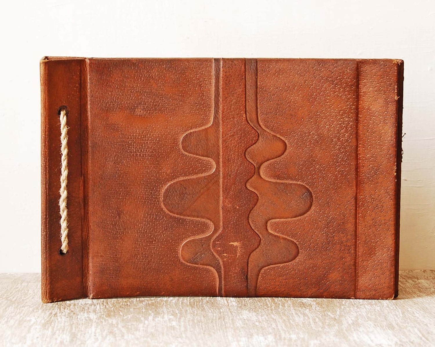 Leather Photo Album Cover Tooled Leather Vintage Portfolio