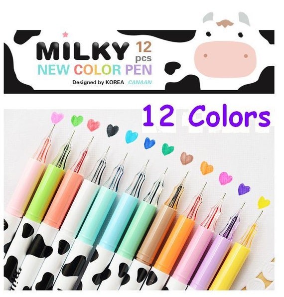 pen set 12 Milky Cow gel pens gel ink pen cow skin color ink