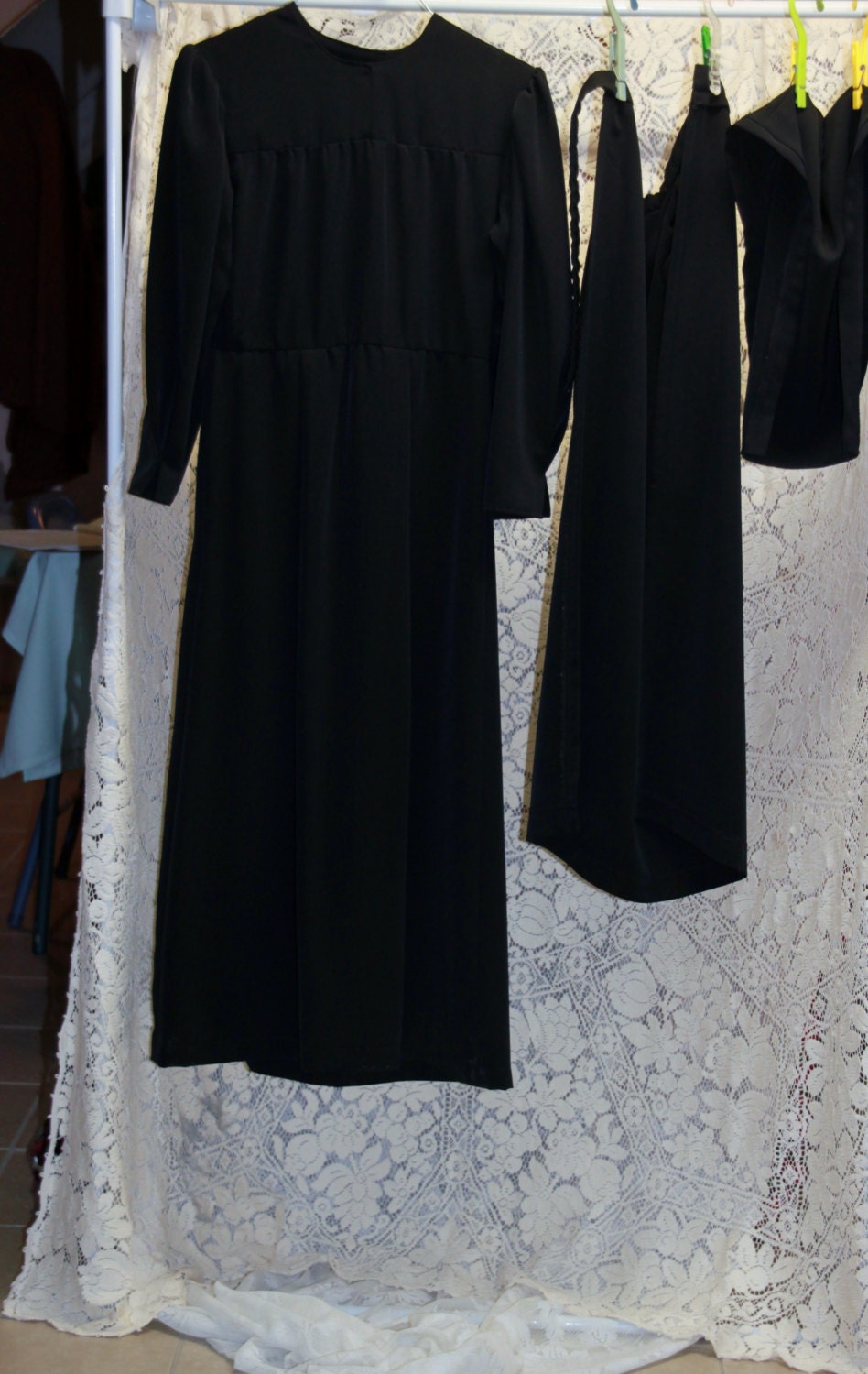 Homemade Amish/Mennonite/Plain Black Dress by PaulasRagRugsGalore