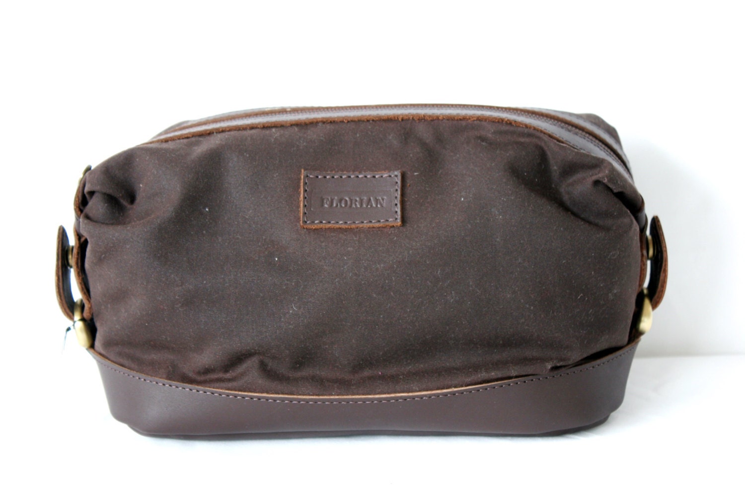 Mens Toiletry Bag Dopp Kit in Waxed Canvas and Leather