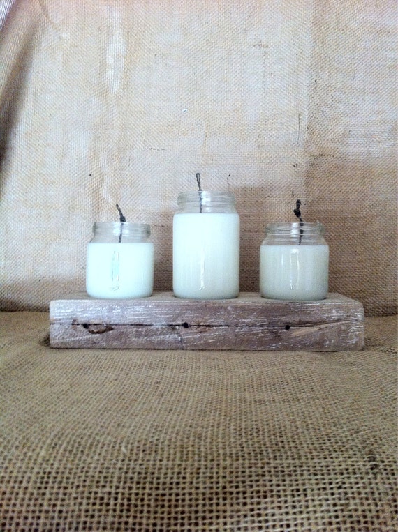Outdoor Candle Set Rustic Weathered Wood and 3 by Candelista
